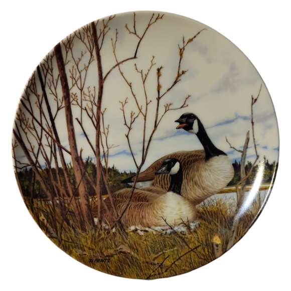 Vtg 86 Nesting Donald Pentz 2nd Wings Upon the Wind Canadian Geese Plate - Picture 1 of 3